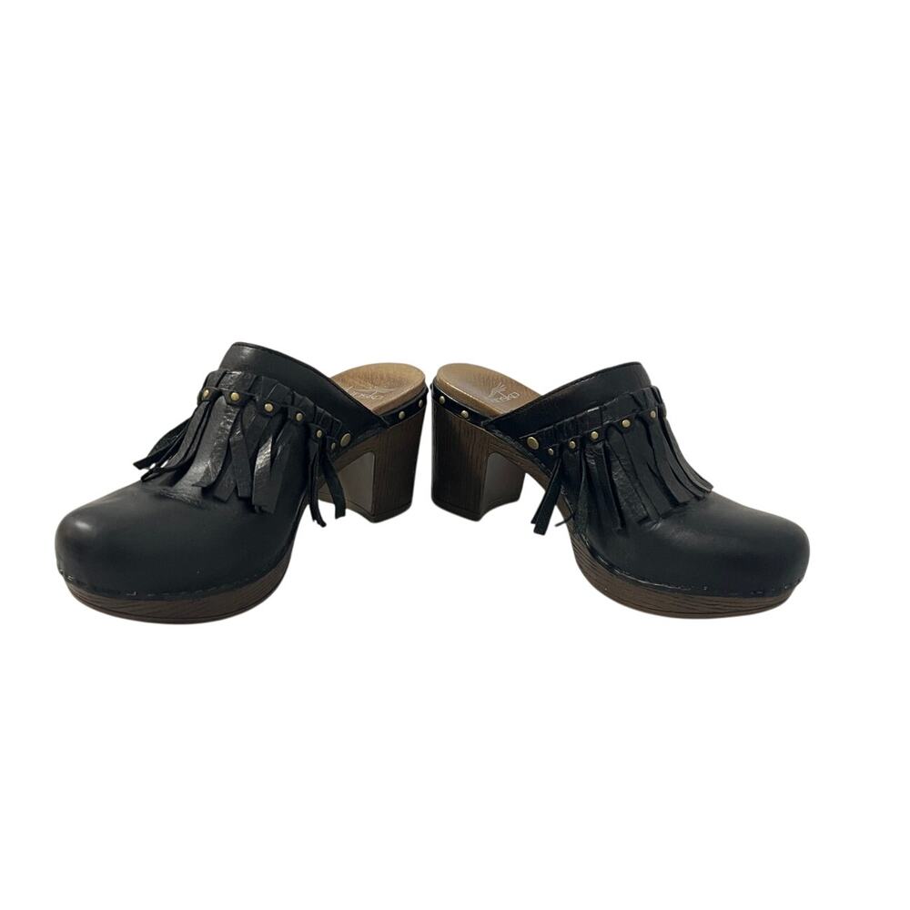Dansko Deni Fringe Chunky Y2k Platform Mule Clogs… - image 1